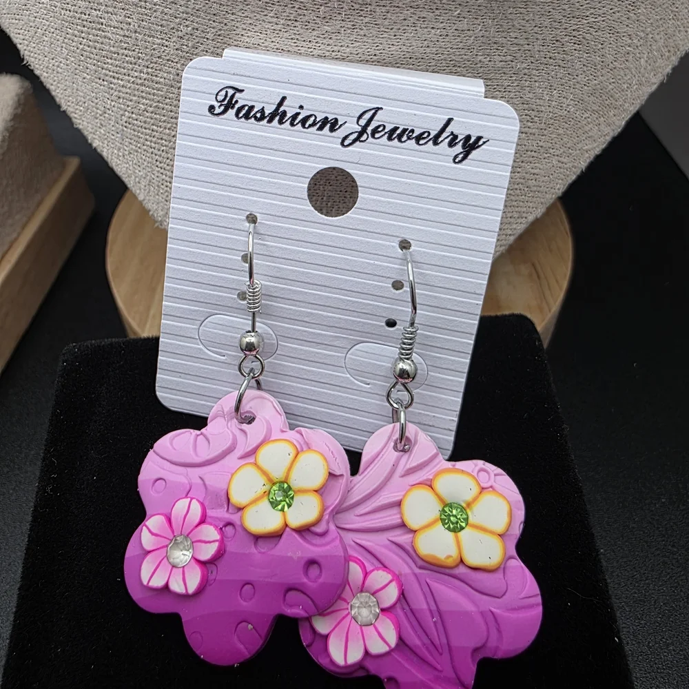 (3 FOR $12) Pink Floral Fashion Earrings (1427)